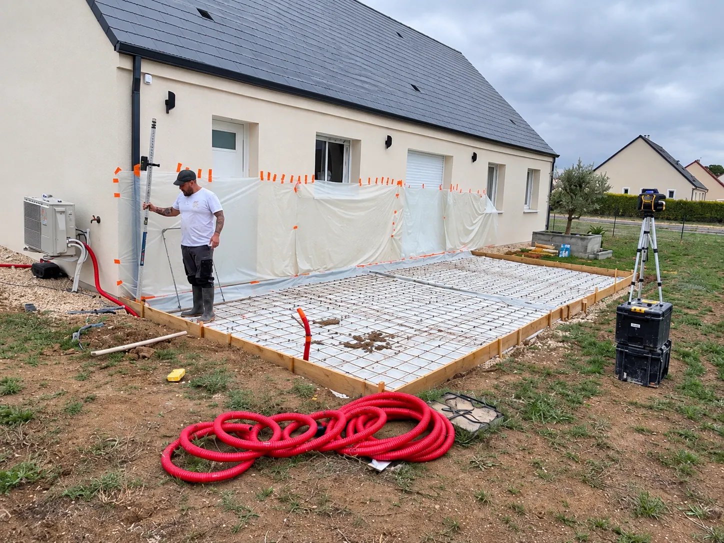 Treillis métallique avant coulage d’une terrasse